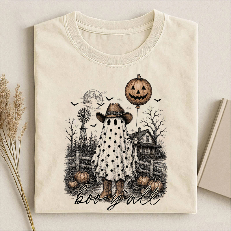 Farmhouse Ghost Pumpkin Designs T-shirt