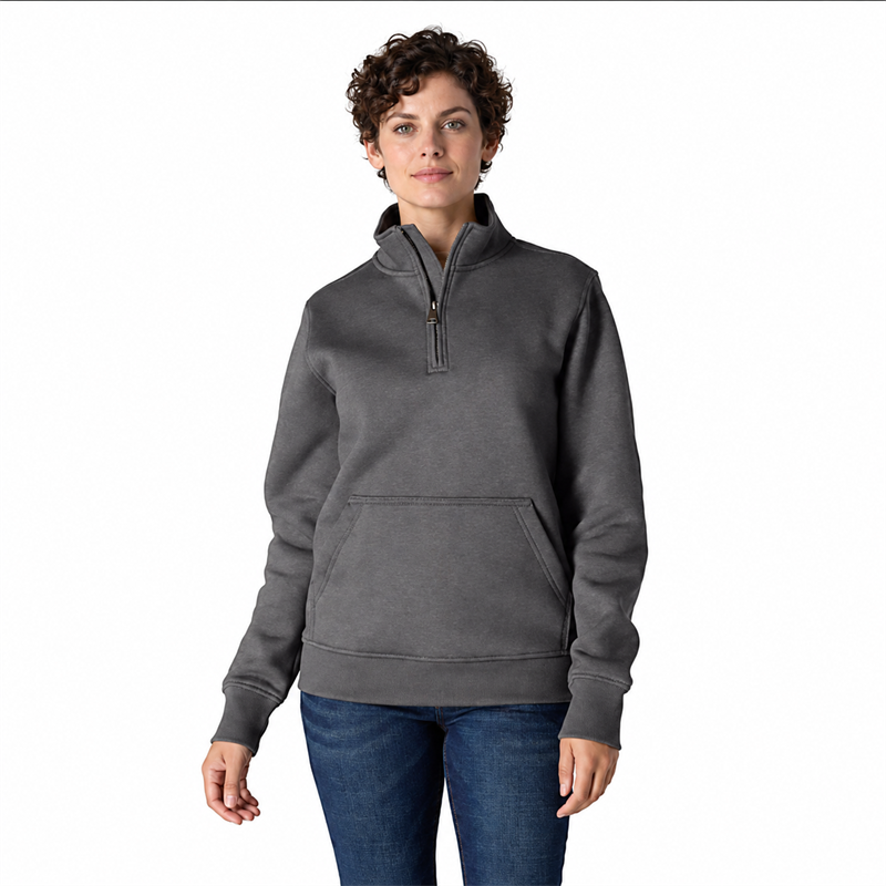 Women’s Midweight Quarter-Zip Mock-Neck Sweatshirt – Relaxed Fit