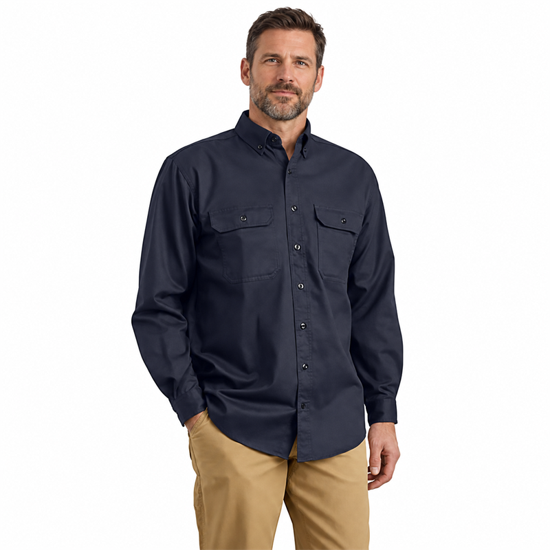 Men’s Flame-Resistant Midweight Twill Work Shirt – Loose Fit, Long Sleeve