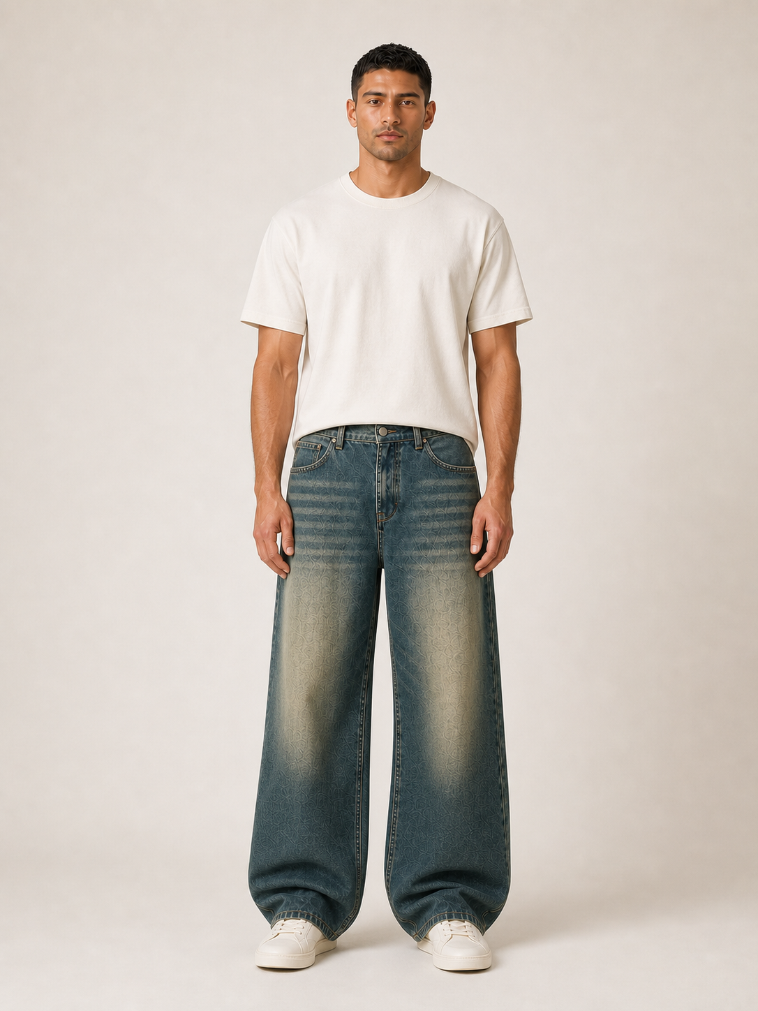 Men's Vintage Wash Loose Wide-Leg Jeans - 4 & 6 Pack