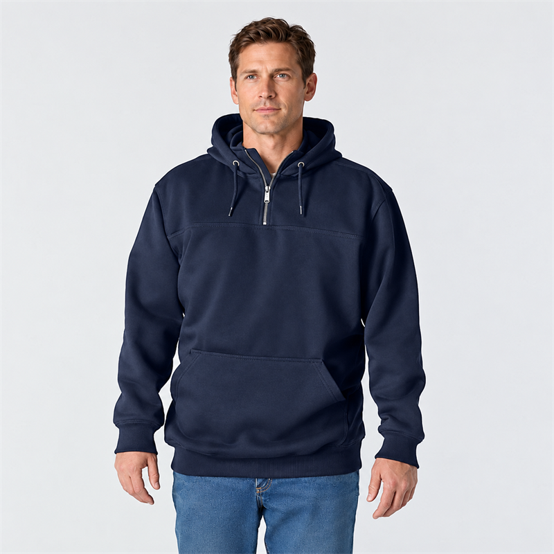 Men’s 13 oz Water-Repellent Heavyweight Quarter-Zip Hoodie – Loose Fit