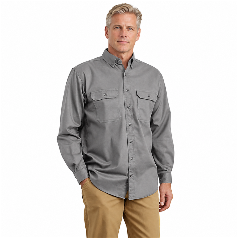Men’s Flame-Resistant Midweight Twill Work Shirt – Loose Fit, Long Sleeve
