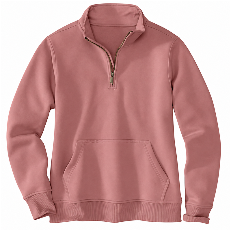 Women’s Midweight Quarter-Zip Mock-Neck Sweatshirt – Relaxed Fit