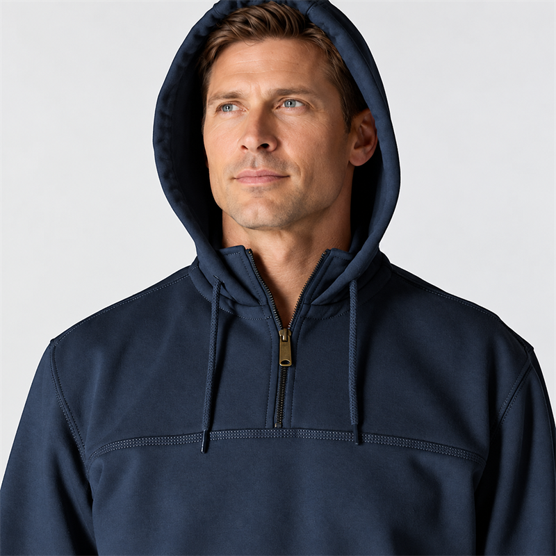 Men’s 13 oz Water-Repellent Heavyweight Quarter-Zip Hoodie – Loose Fit