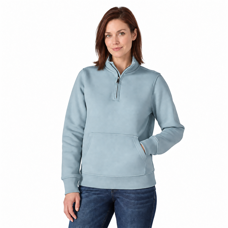 Women’s Midweight Quarter-Zip Mock-Neck Sweatshirt – Relaxed Fit