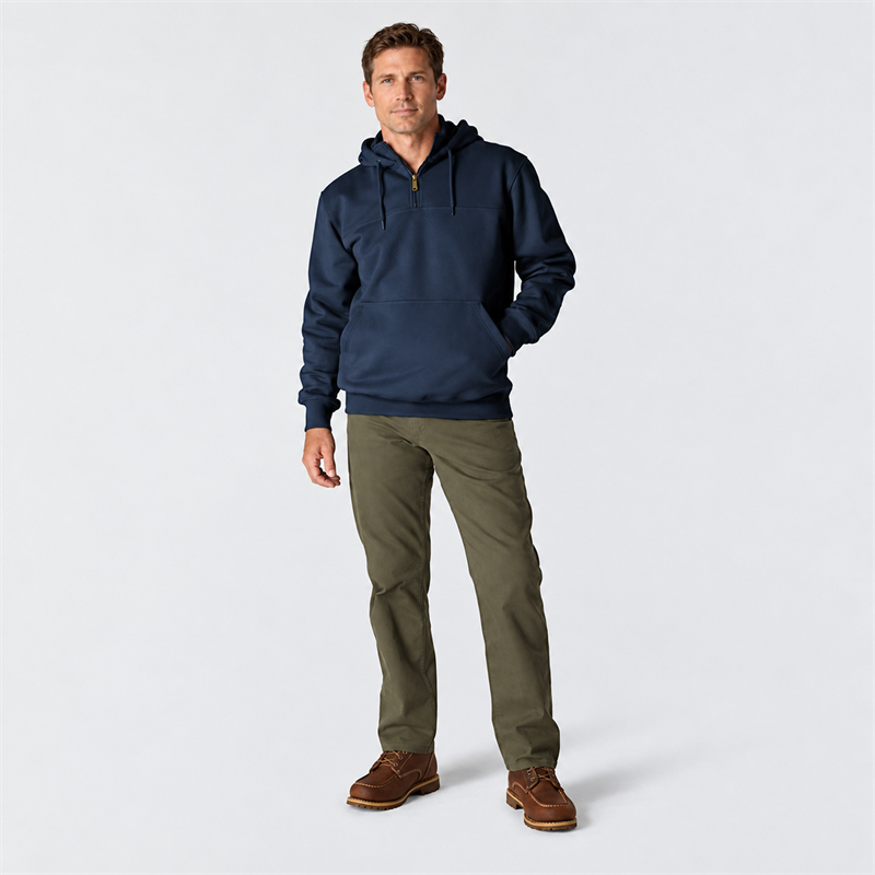 Men’s 13 oz Water-Repellent Heavyweight Quarter-Zip Hoodie – Loose Fit