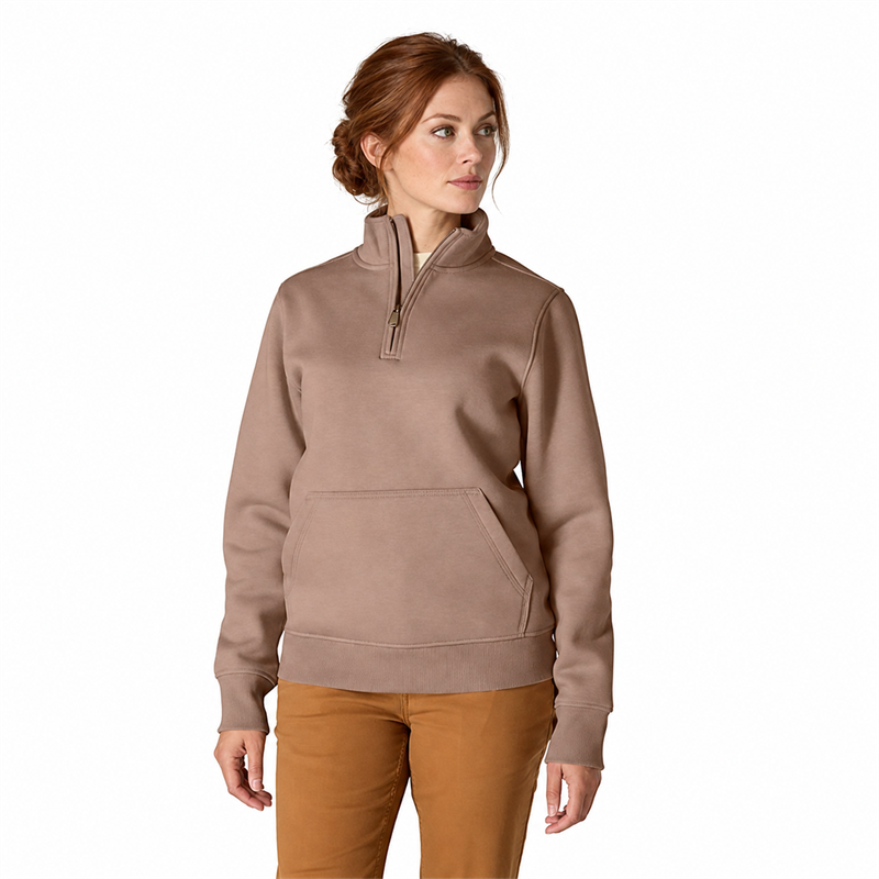 Women’s Midweight Quarter-Zip Mock-Neck Sweatshirt – Relaxed Fit