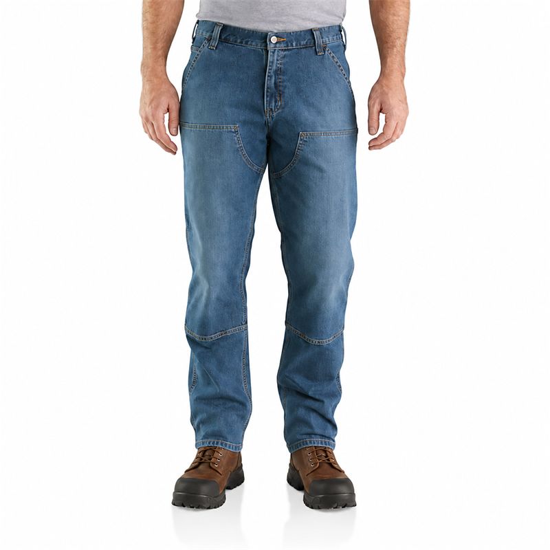 Men’s 12 oz Stretch Double-Knee Utility Work Jeans – Relaxed Straight Fit