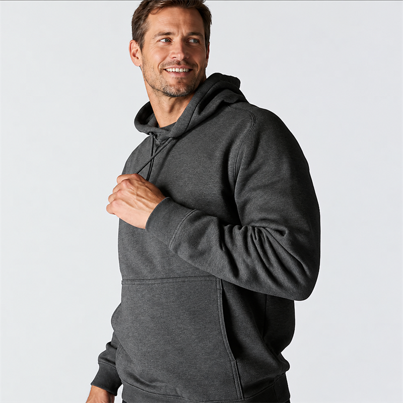 Men’s 7.5 oz Moisture-Wicking Fleece Pullover Hoodie – Relaxed Fit