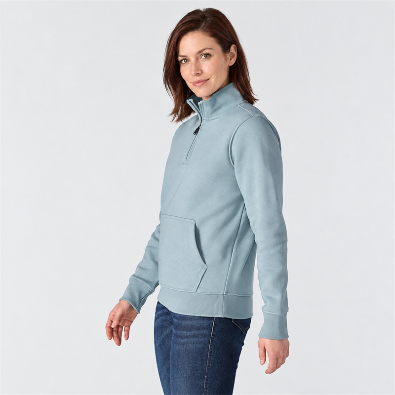 Women’s Midweight Quarter-Zip Mock-Neck Sweatshirt – Relaxed Fit