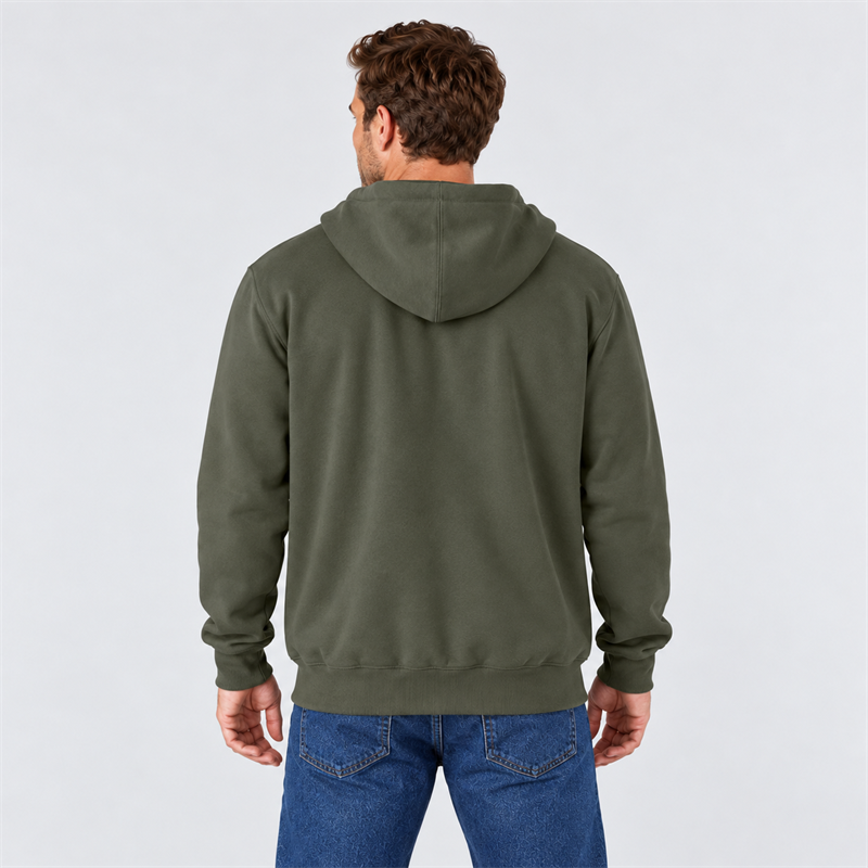 Men’s 10.5 oz Midweight Cotton-Blend Full-Zip Hoodie – Loose Fit