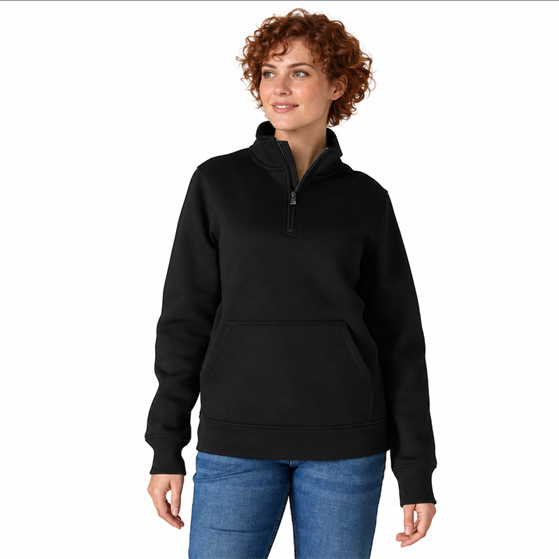 Women’s Midweight Quarter-Zip Mock-Neck Sweatshirt – Relaxed Fit
