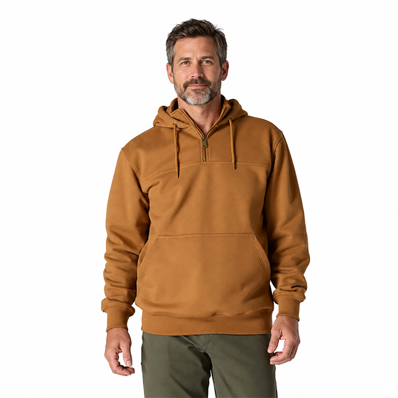 Men’s 13 oz Water-Repellent Heavyweight Quarter-Zip Hoodie – Loose Fit