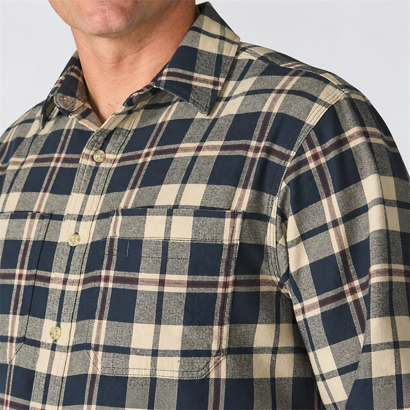 Men’s Midweight Stretch Cotton Flannel Plaid Shirt – Relaxed Fit