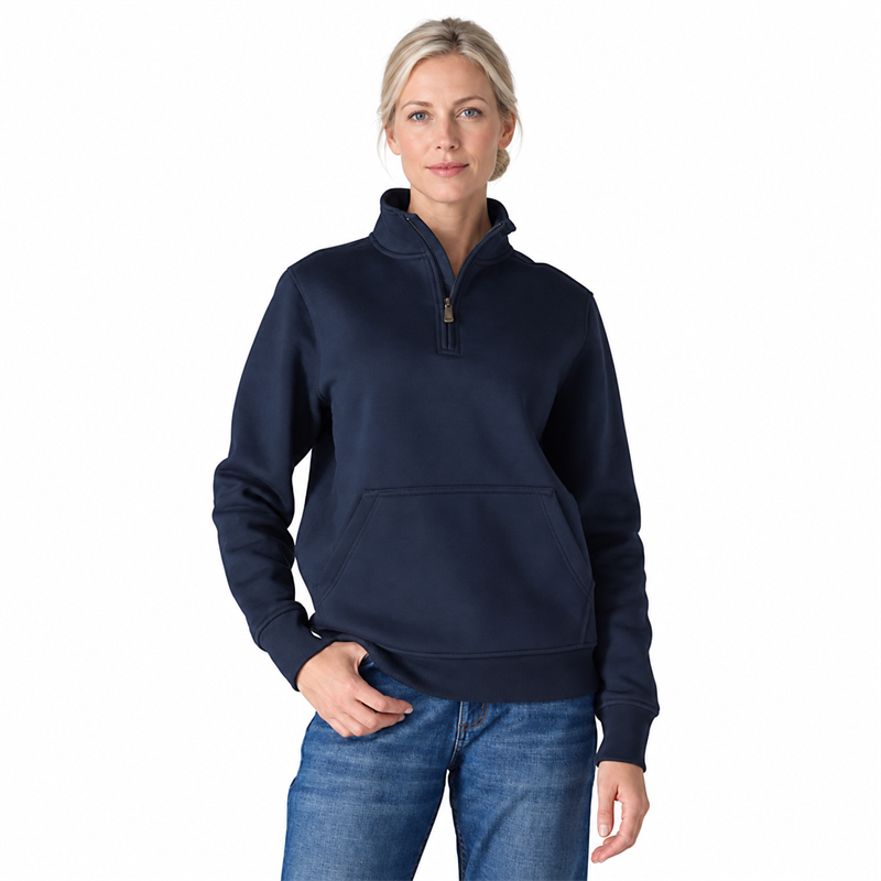 Women’s Midweight Quarter-Zip Mock-Neck Sweatshirt – Relaxed Fit
