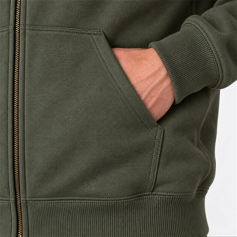 Men’s 10.5 oz Midweight Cotton-Blend Full-Zip Hoodie – Loose Fit