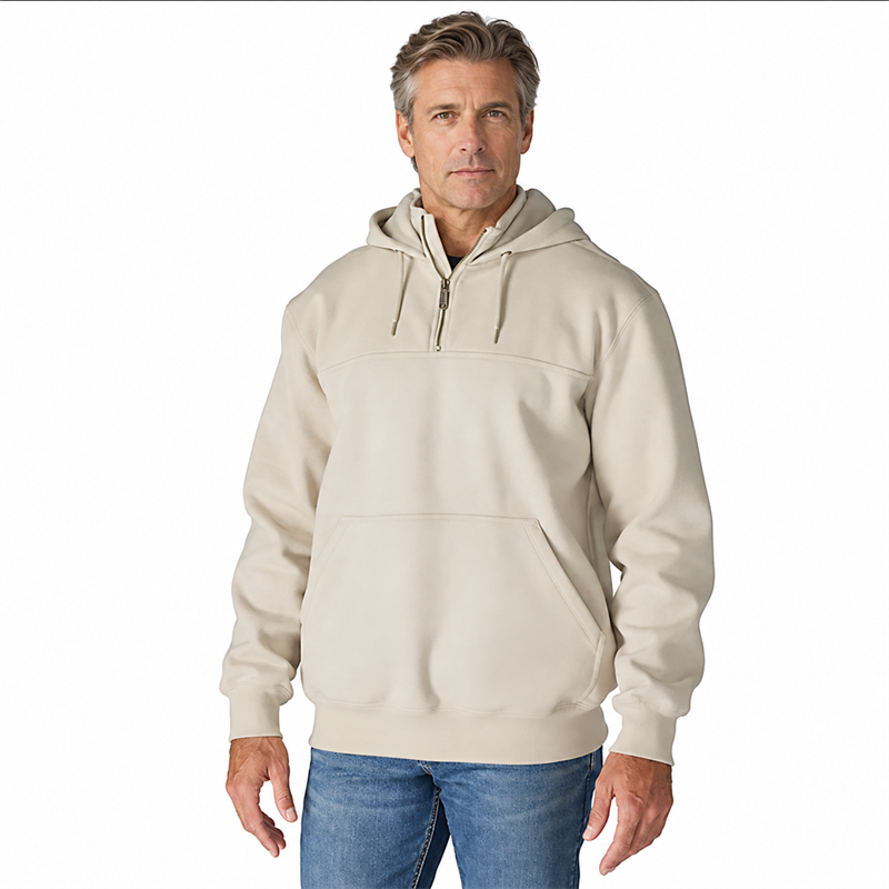 Men’s 13 oz Water-Repellent Heavyweight Quarter-Zip Hoodie – Loose Fit