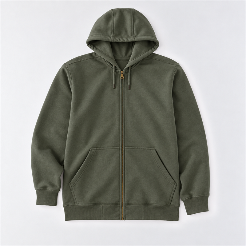 Men’s 10.5 oz Midweight Cotton-Blend Full-Zip Hoodie – Loose Fit