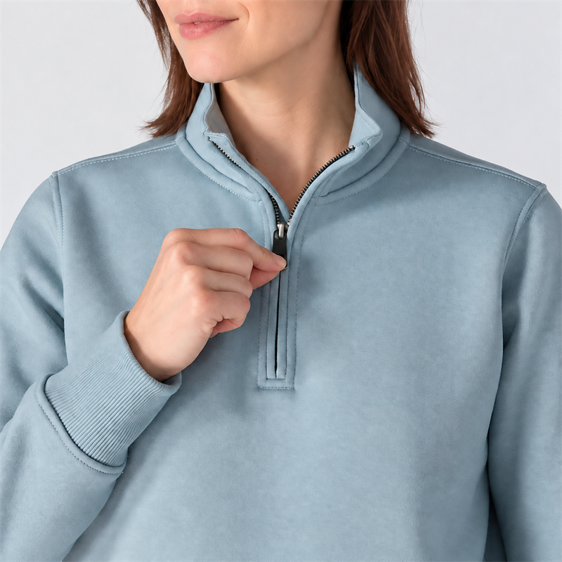 Women’s Midweight Quarter-Zip Mock-Neck Sweatshirt – Relaxed Fit