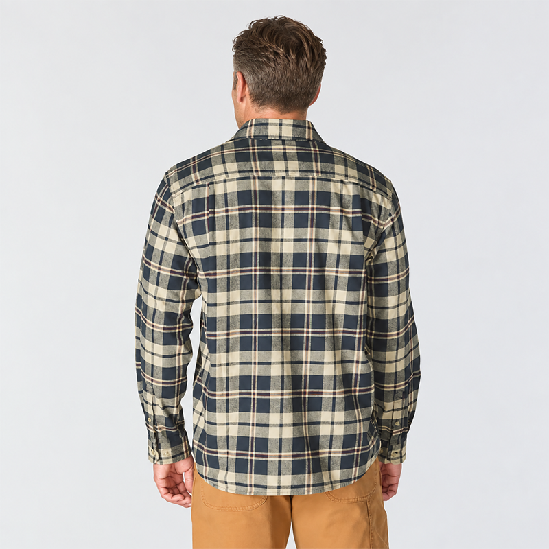 Men’s Midweight Stretch Cotton Flannel Plaid Shirt – Relaxed Fit