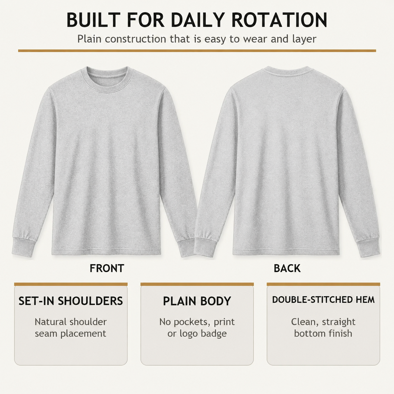 Men's Cotton-Blend Long Sleeve Crew Neck T-Shirts - 8 & 16 Pack