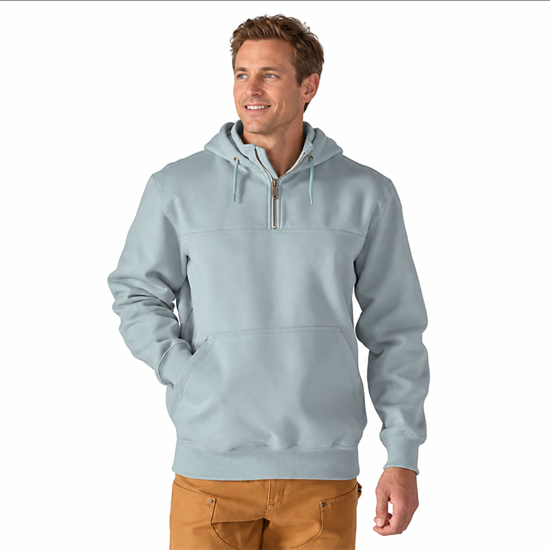 Men’s 13 oz Water-Repellent Heavyweight Quarter-Zip Hoodie – Loose Fit