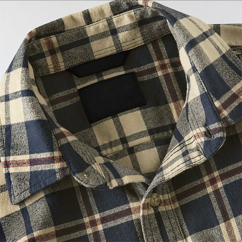 Men’s Midweight Stretch Cotton Flannel Plaid Shirt – Relaxed Fit