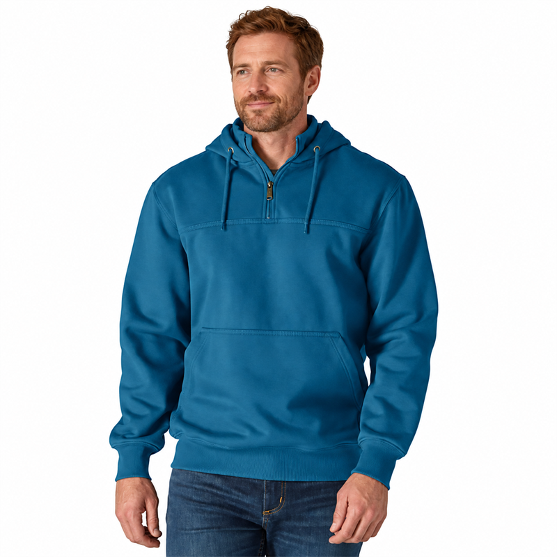 Men’s 13 oz Water-Repellent Heavyweight Quarter-Zip Hoodie – Loose Fit