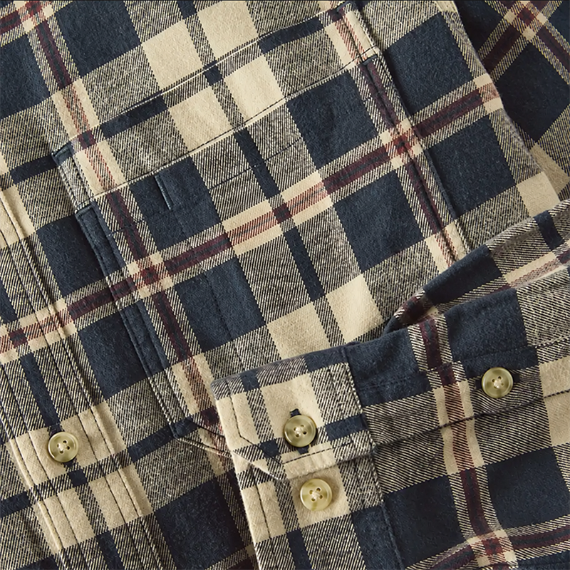 Men’s Midweight Stretch Cotton Flannel Plaid Shirt – Relaxed Fit