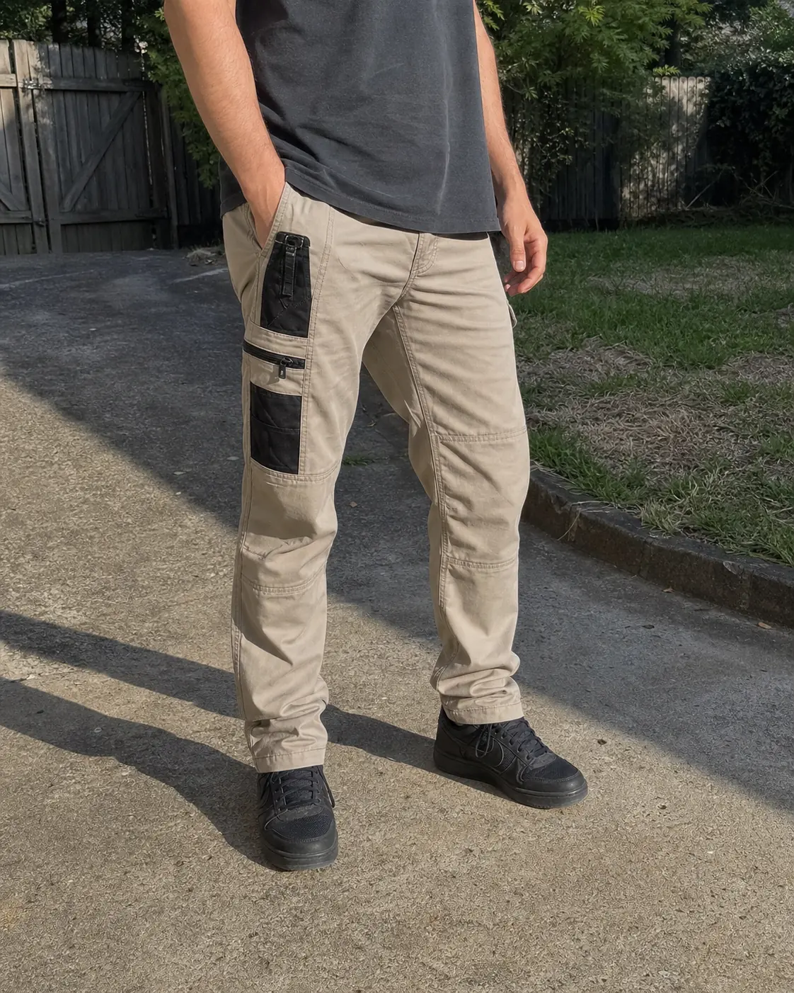 Everyday style reference featuring multi-pocket tactical cargo pants