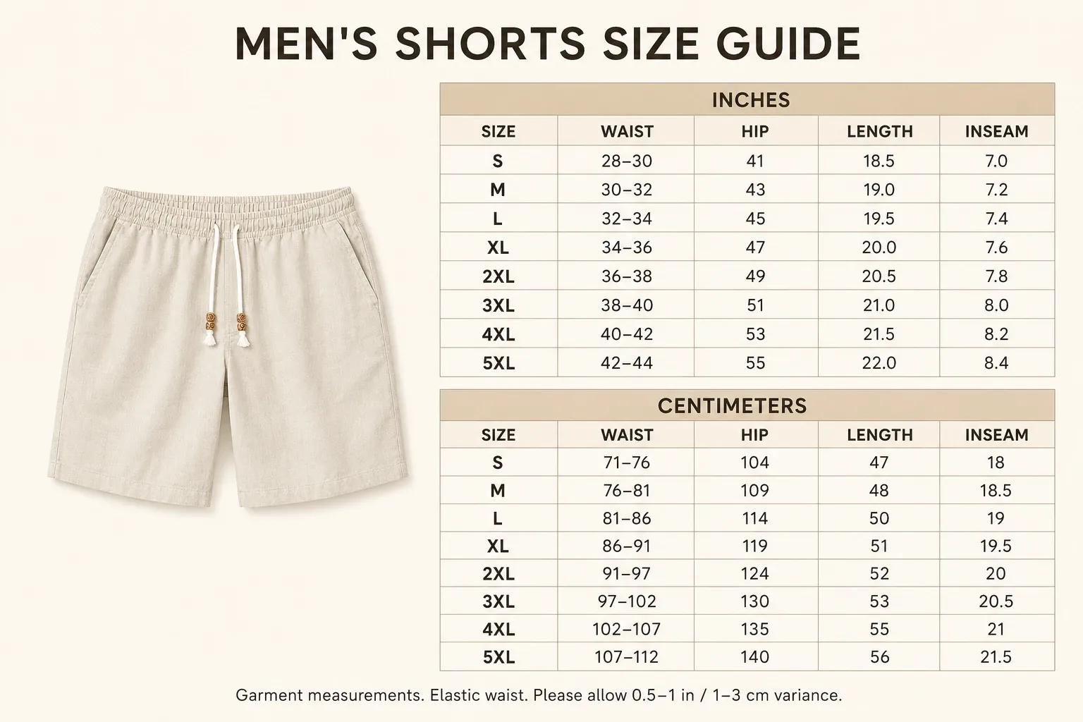 Men's Cotton Linen Drawstring Shorts - 6 & 10 Pack