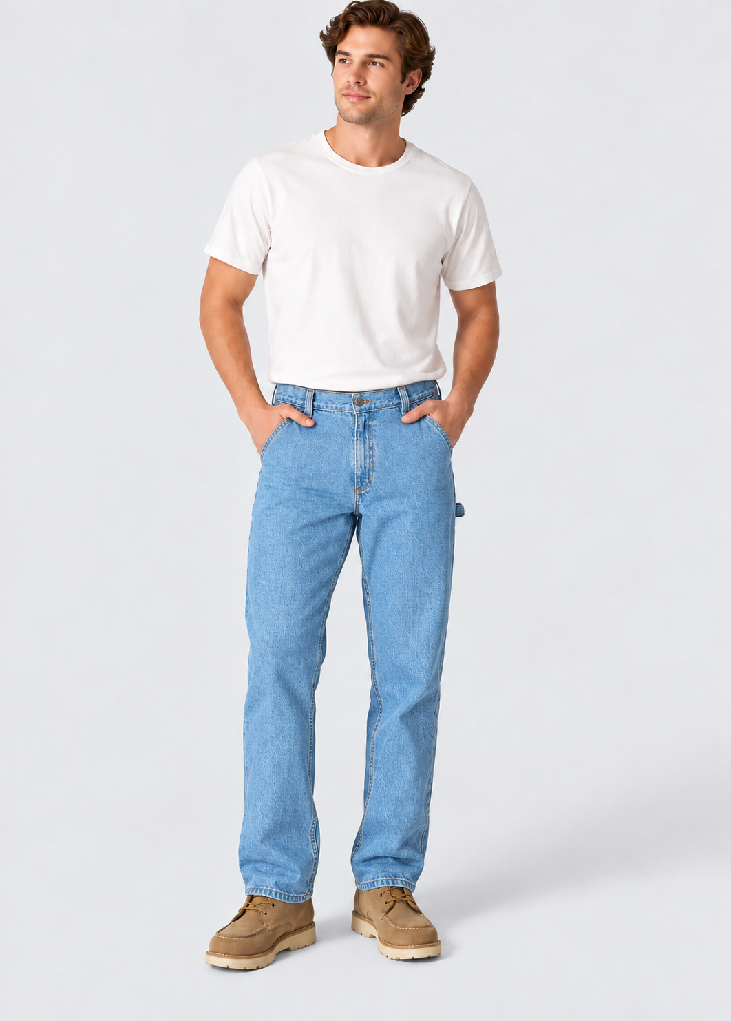 Men’s 13 oz Loose Fit Utility Work Jeans – Straight Leg