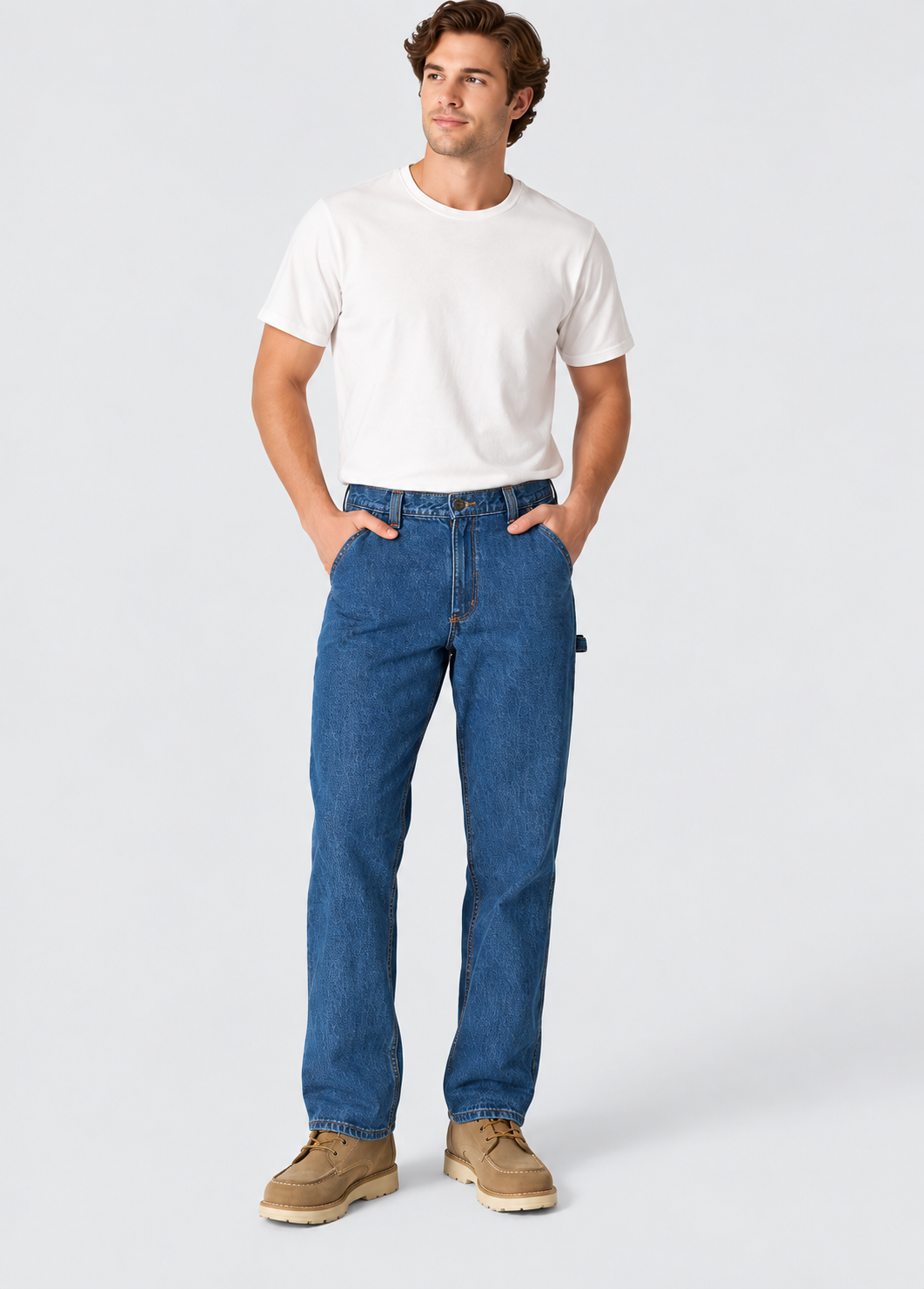 Men’s 13 oz Loose Fit Utility Work Jeans – Straight Leg