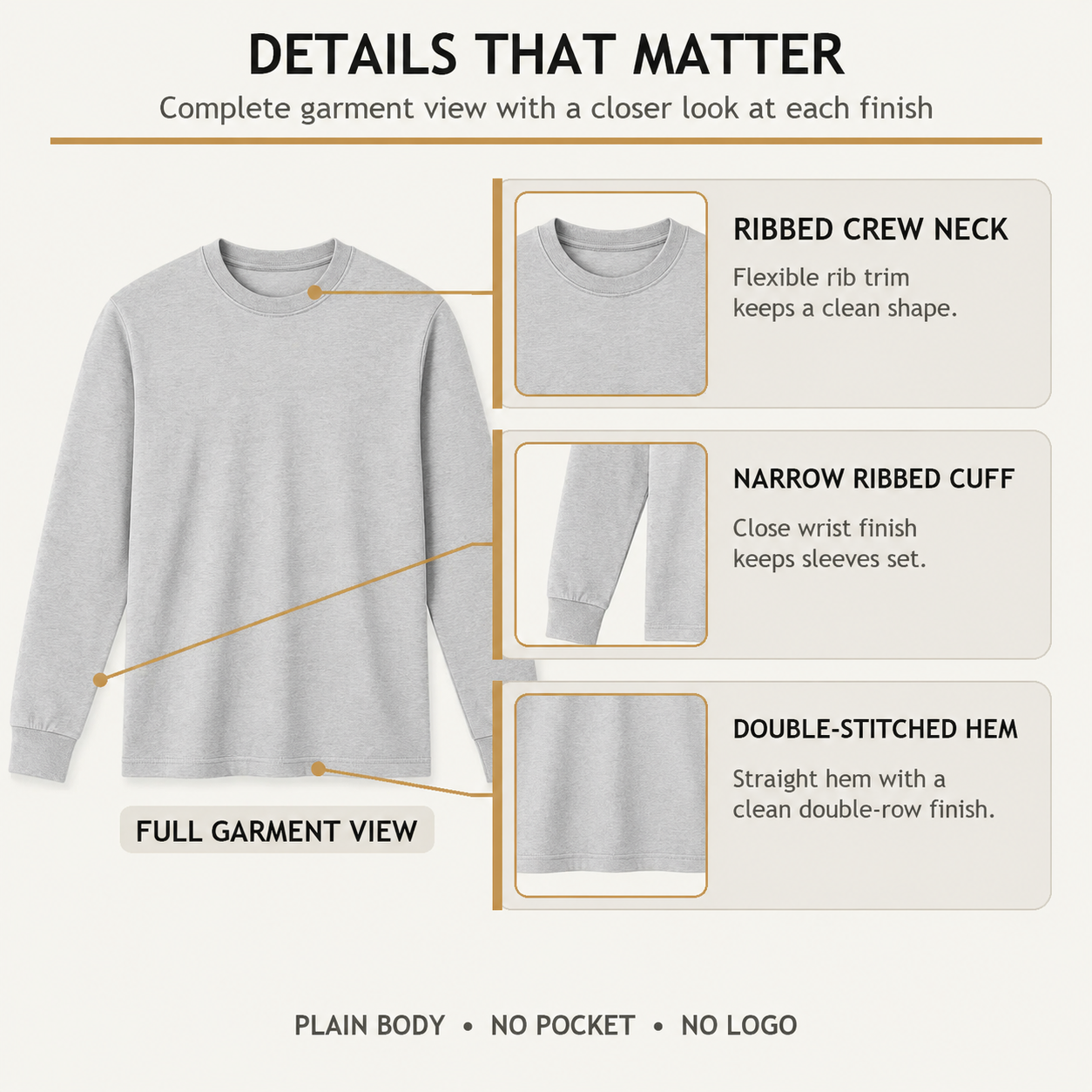 Men's Cotton-Blend Long Sleeve Crew Neck T-Shirts - 8 & 16 Pack
