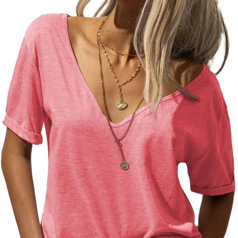 Women's Deep V Neck Breathable Summer Tee