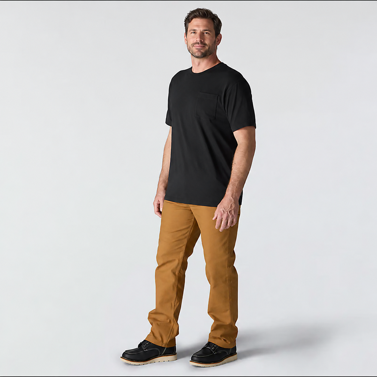 Black heavyweight pocket T-shirt, full-body view