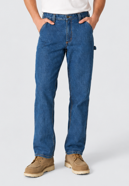 Men’s 13 oz Loose Fit Utility Work Jeans – Straight Leg