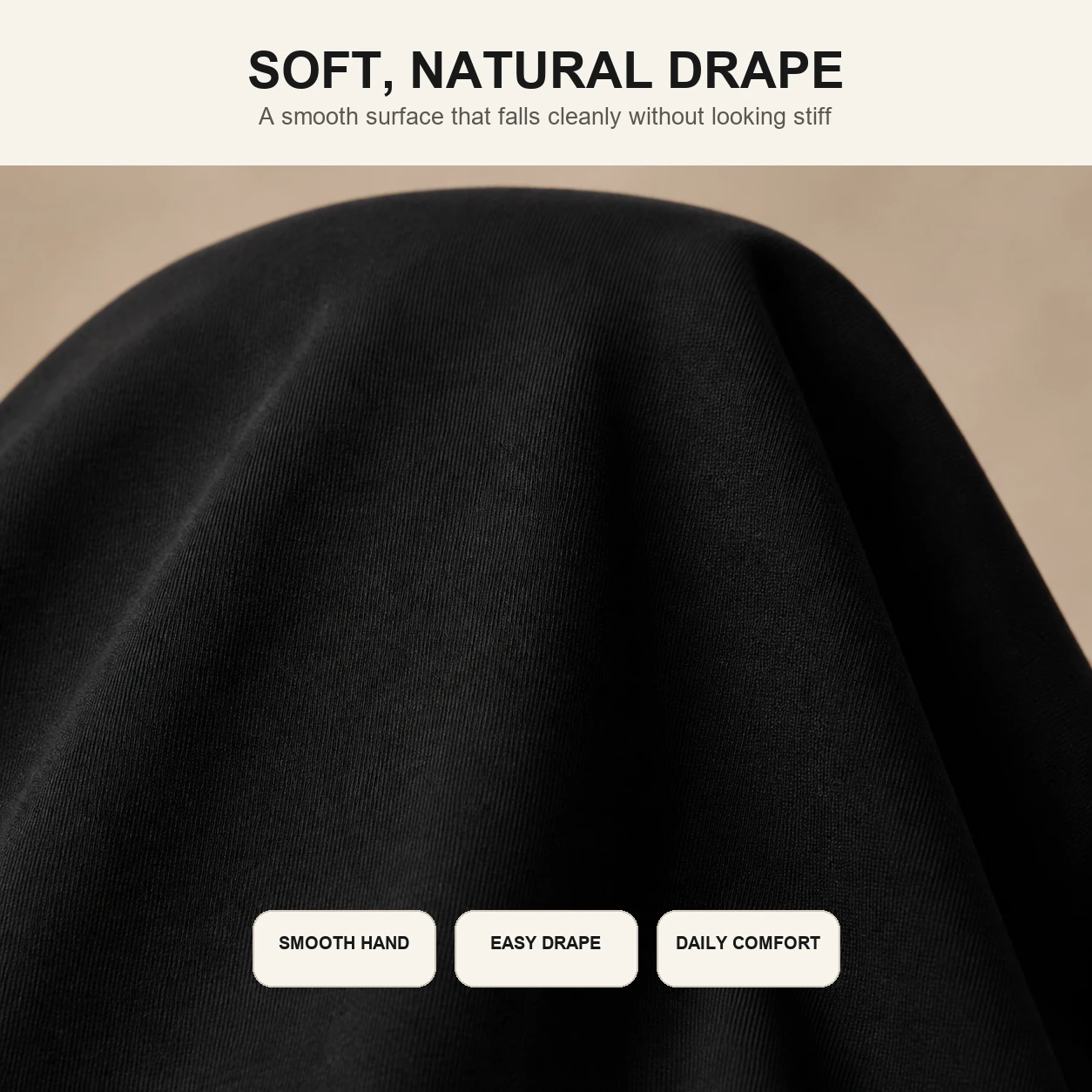Soft fabric surface and natural drape