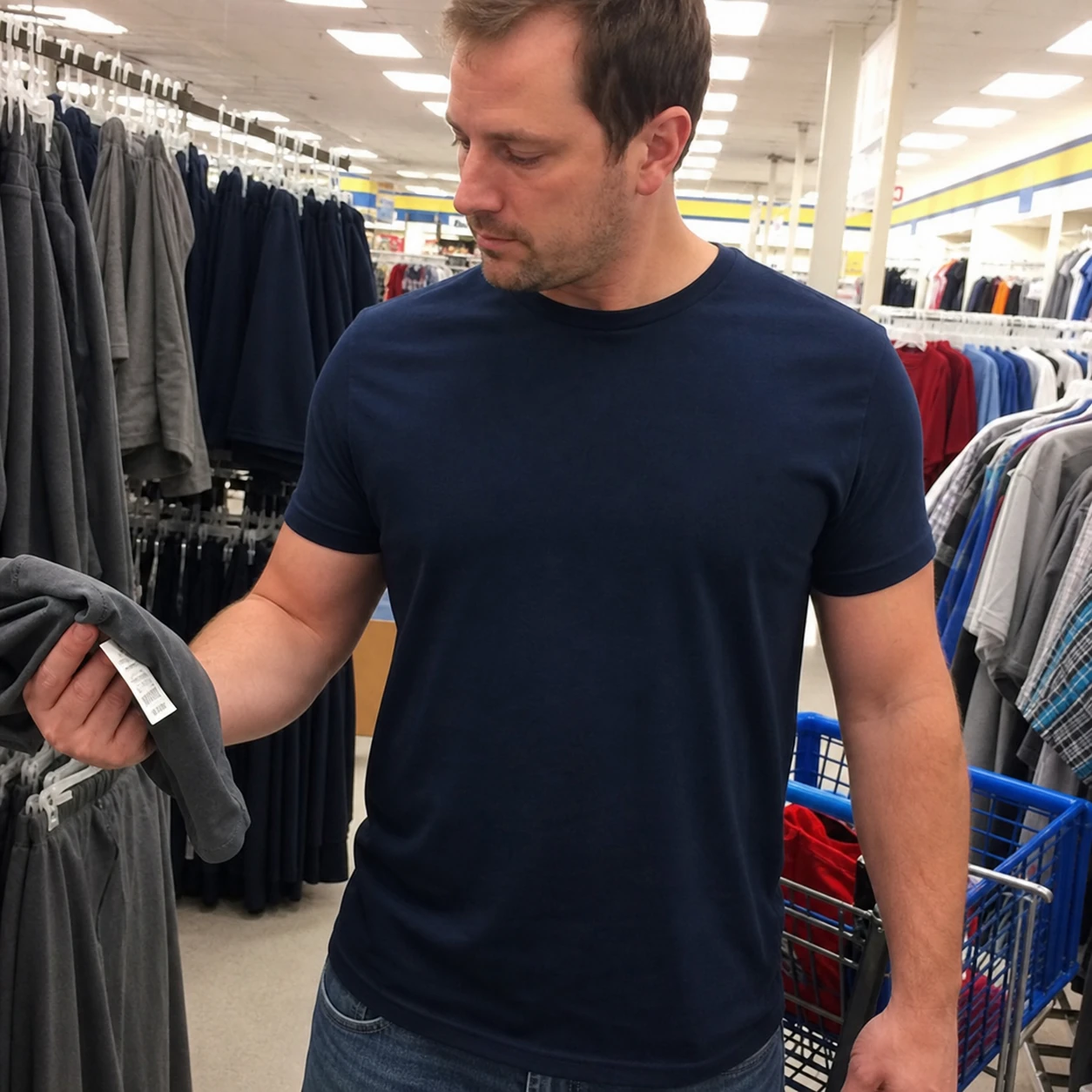 Casual phone snapshot of the T-shirt in a store