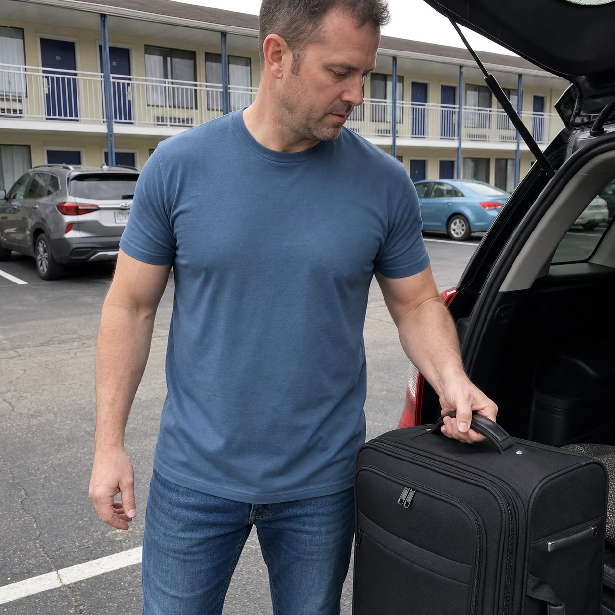 Casual phone snapshot of the T-shirt while traveling