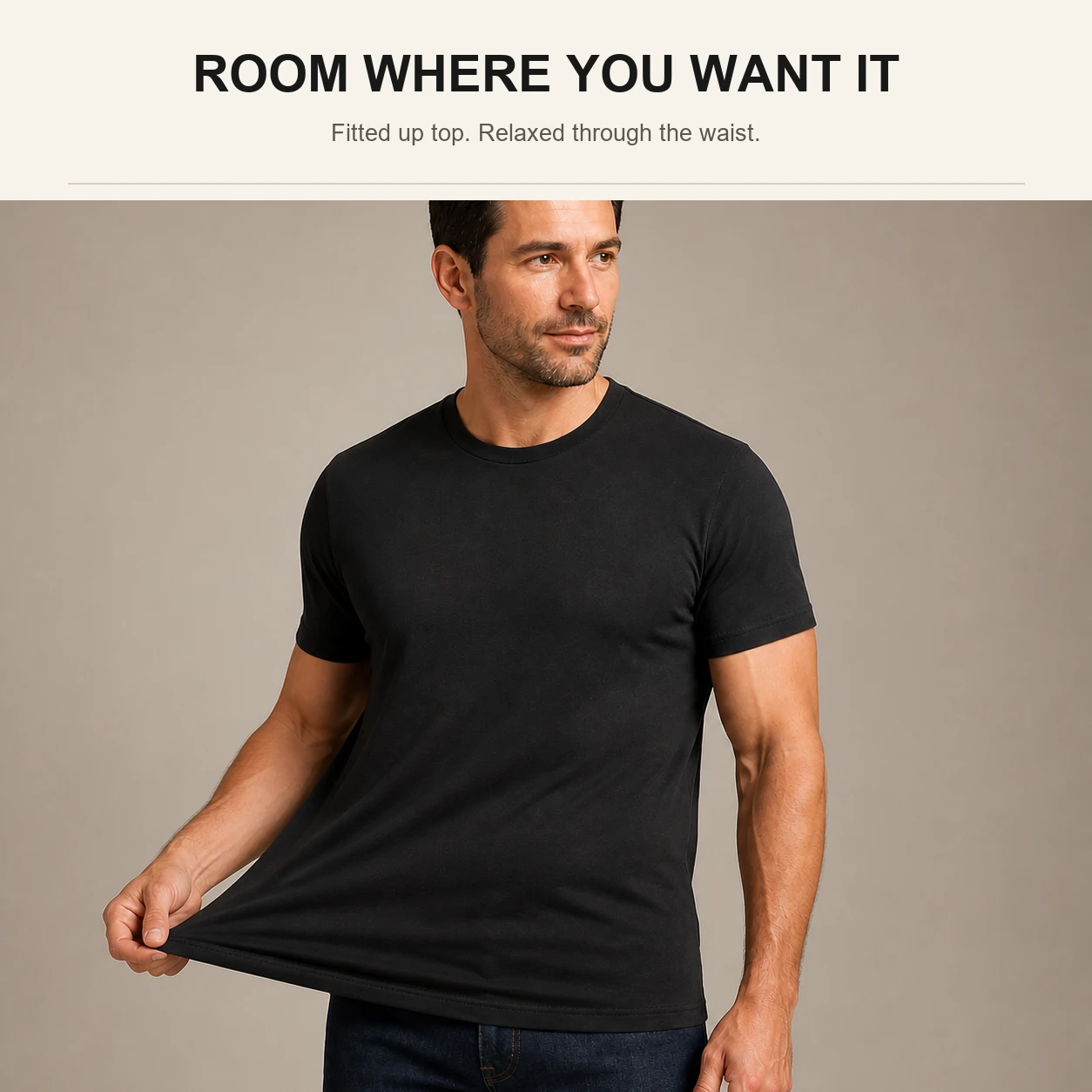 Relaxed waist and abdomen drape detail