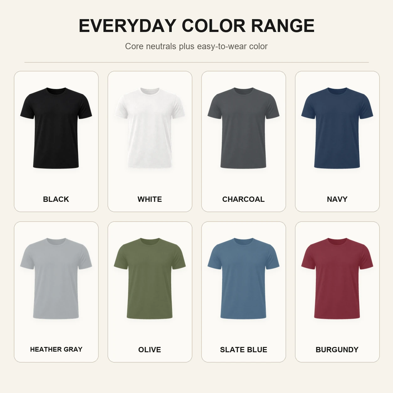 Eight-color T-shirt range