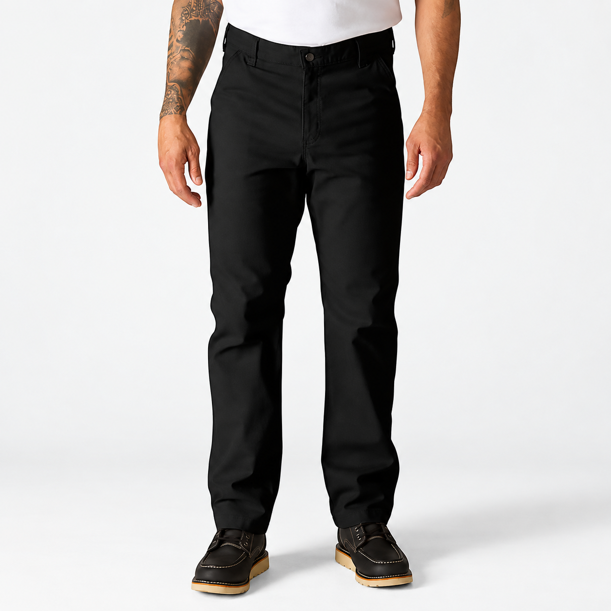 Black stretch canvas work pants