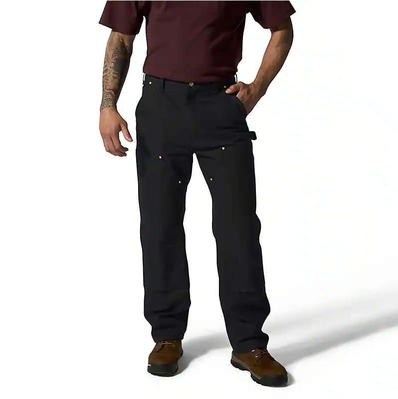 Black stretch double-knee work pants, front view