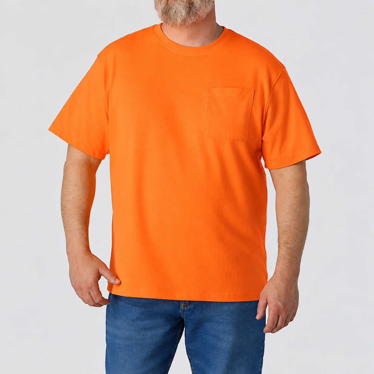 Brite Orange heavyweight pocket T-shirt