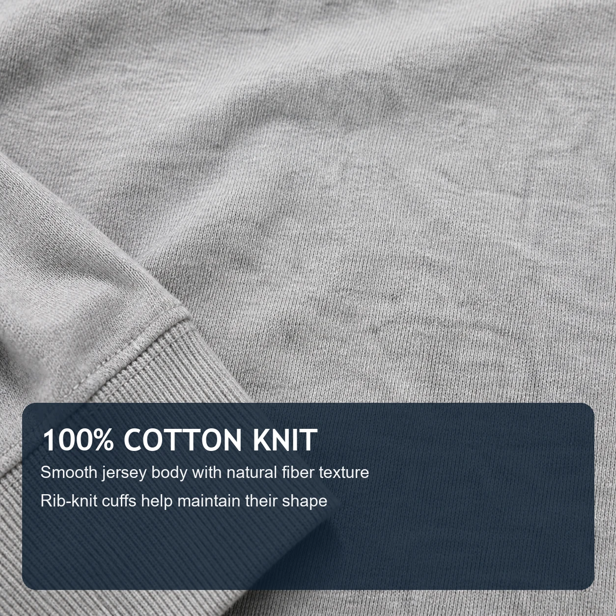 Heather Gray 100% cotton jersey and rib-knit cuff detail