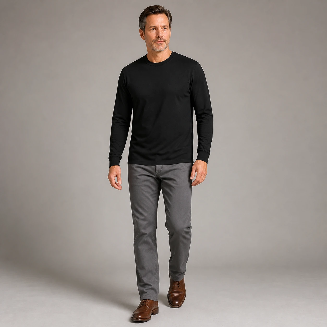 Black long sleeve crew-neck T-shirt secondary cover without text
