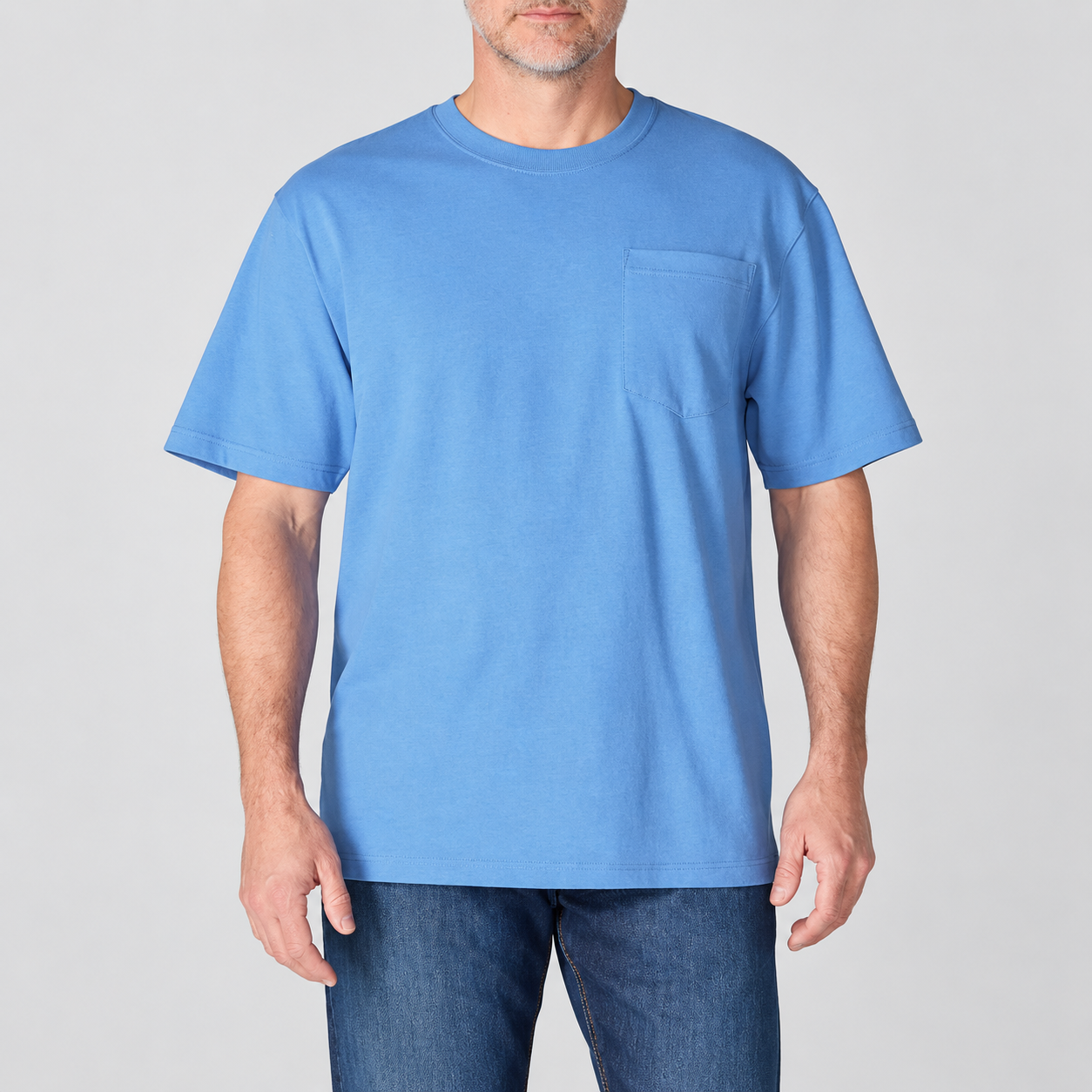 Deep Workwear Blue Heather heavyweight pocket T-shirt
