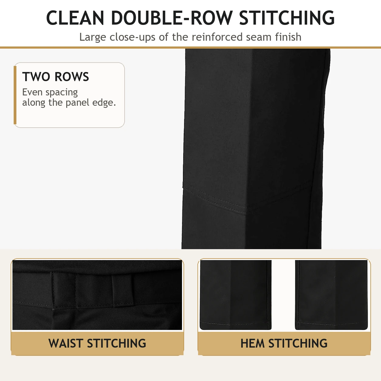 Double-row waist knee and hem topstitching