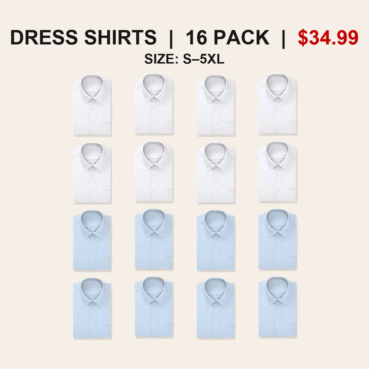 Sixteen-pack White and Light Blue regular fit dress shirt rotation